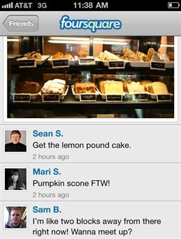 pantalla de foursquare con fotografía