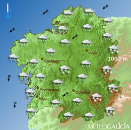 Predicción de MeteoGalicia 22 de diciembre