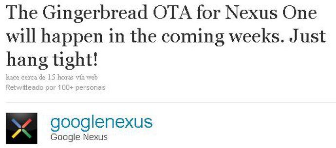 pantalla de twitter de google Nexus One
