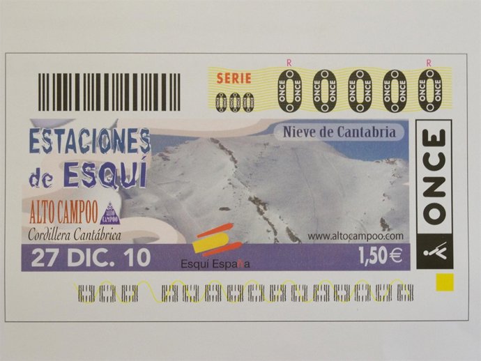 Cupón de la ONCE dedicado a Alto Campoo. 
