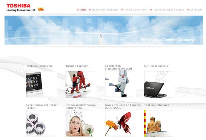 Web de Toshiba en Catalán
