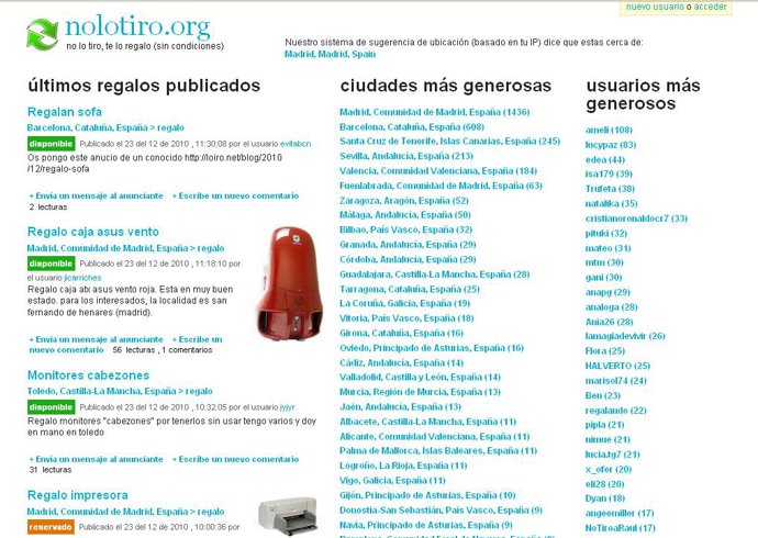 'Nolotiro.org', no tires nada, regálalo