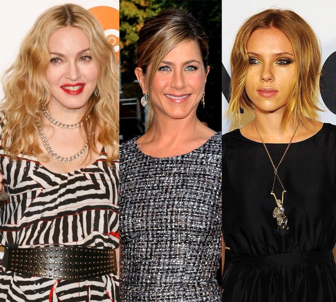 Montaje de Madonna, Jennifer Aniston y Scarlett Johansson 