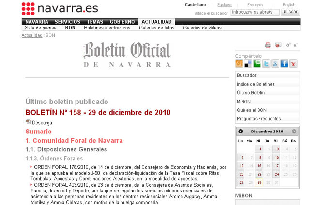 Boletín Oficial de Navarra.