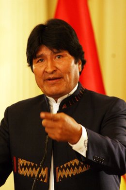 El presidente de Bolivia, Evo Morales, durante el anuncio de la subida salarial.