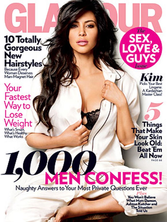 Kim Kardashian en la portada de la revista 'Glamour' para el mes de febrero 