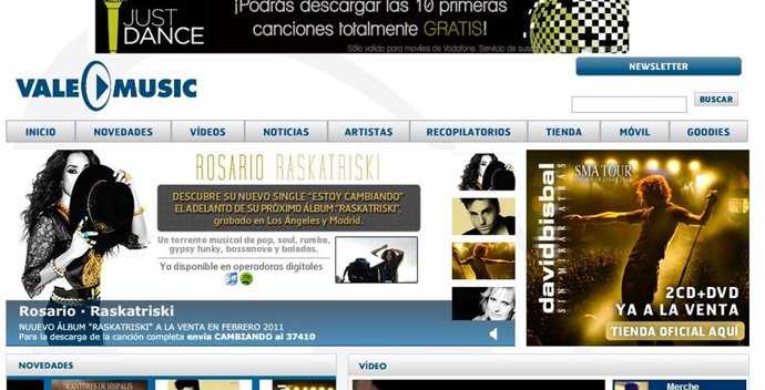 Captura de la página web de Vale Music
