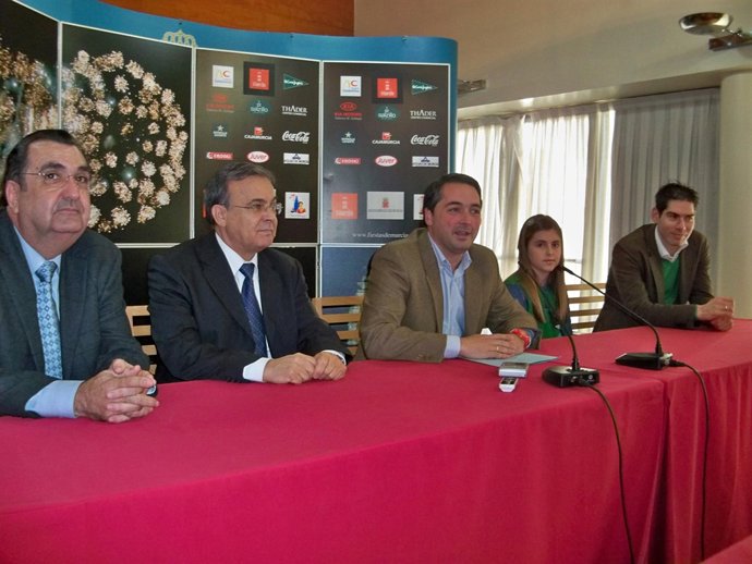 El concejal, en el centro, rodeado por la estrella de Navidad y los tres reyes m