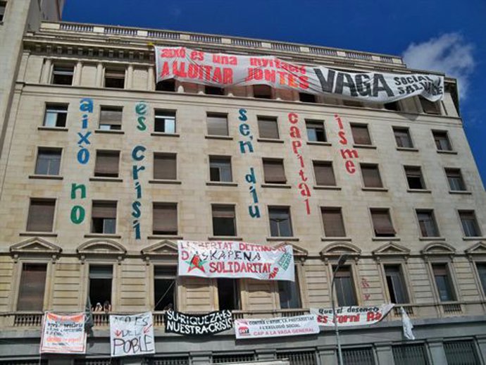 El edificio Banesto durante la 'okupación'