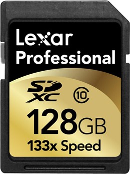 Tarjeta de memoria de 128 GB de la compañía Lexar