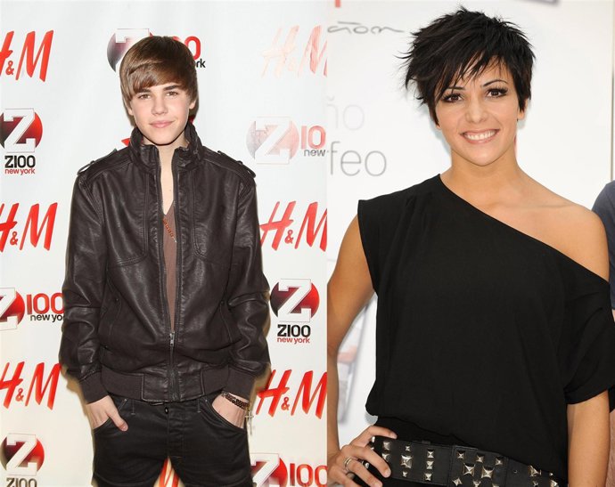 El cantante Justin Bieber y la cantante Raquel del Rosario