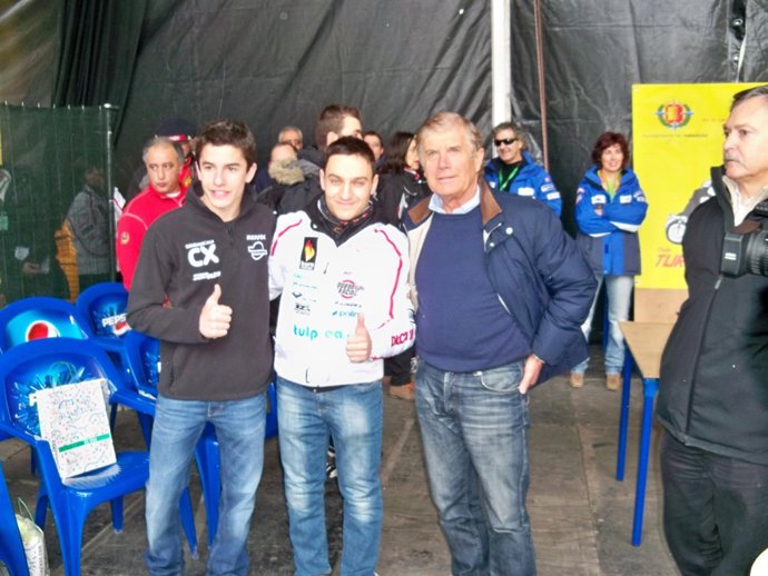 Marc Márquez, Emilio Zamora y Giacomo Agostini