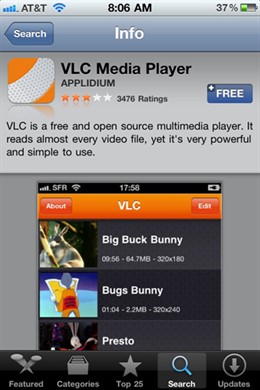 Desaparece el reproductor VLC del Apple Store