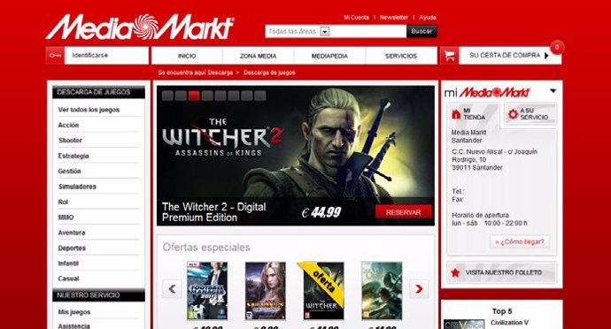 Captura del nuevo servicio de videojuegos de Media Markt.