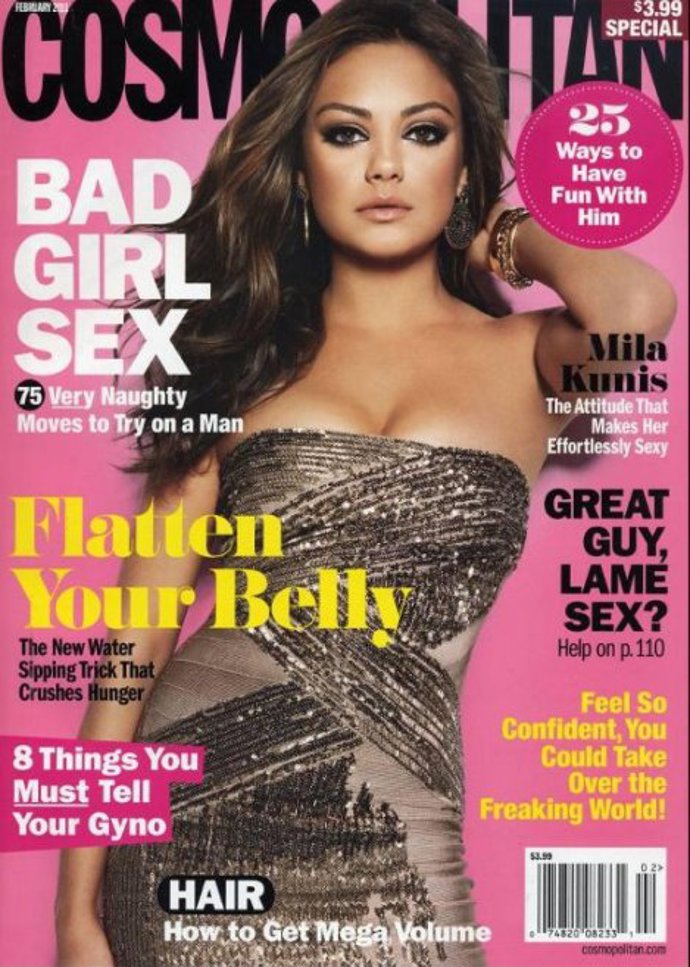 La actriz Mila Kunis portada de Cosmopolitan