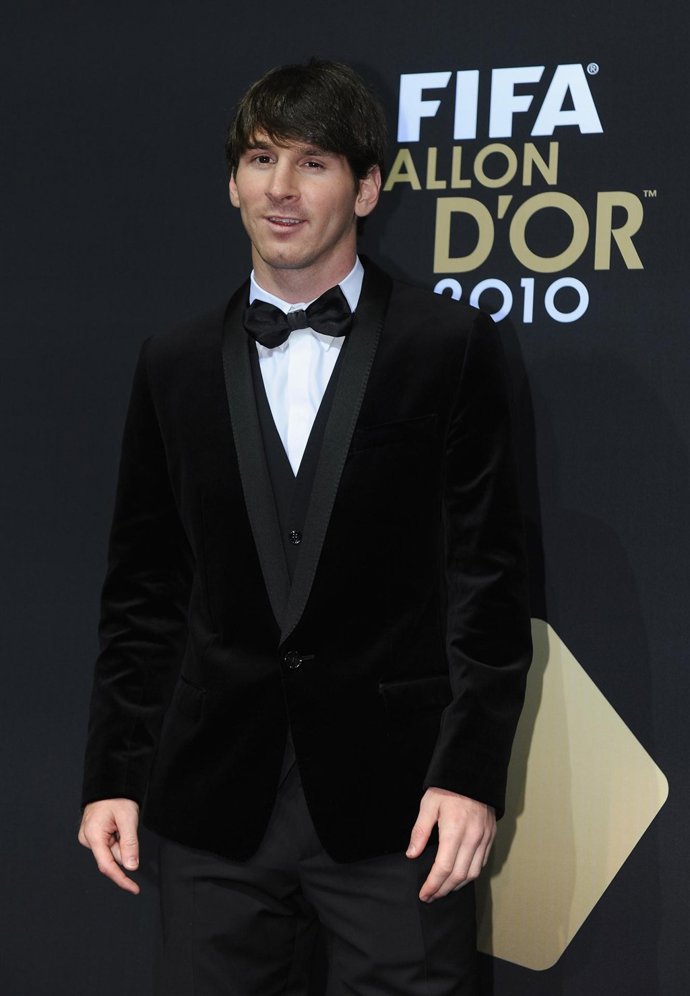 Leo Messi en la entrega del Balón de Oro 2010 
