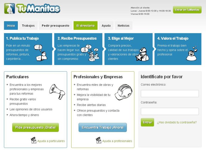 'Tumanitas.com' ofrece trabajo a parados de la construcción