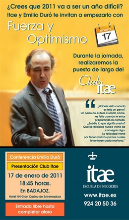 Emilio Duró Impartirá Una Conferencia Sobre Optimismo, En Una Sesión Organizada 