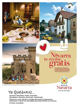 Cartel publicitario de la campaña 'Navarra te recibe gratis'. 