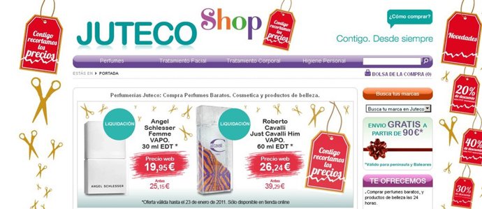 Captura de la nueva tienda 'online' de la cadena de perfumerías Juteco.