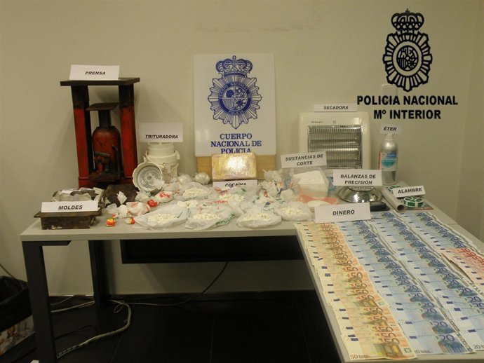 Efectos intervenidos en el laboratorio de adulteración y procesamiento de cocaín