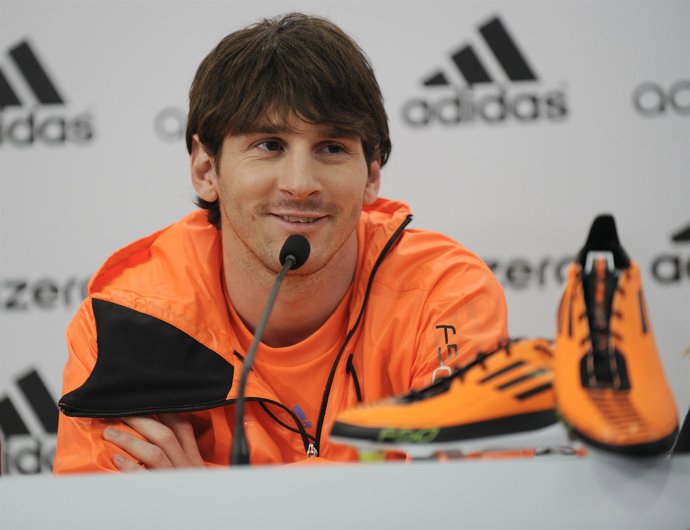 Leo Messi en la presentación de las nuevas Adidas 