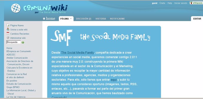 Captura de la nueva red social vertical 'Comuniwiki'.