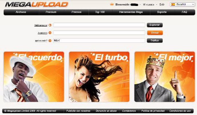 página de megaupload