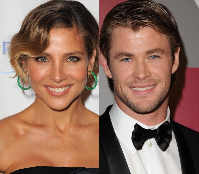 Montaje de Elsa Pataky y Chris Hemsworth en los Globos de Oro 2011 