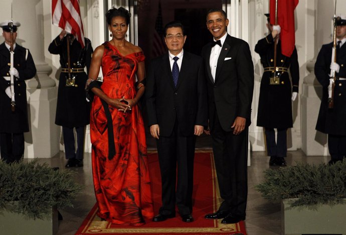 El presidente de Estados Unidos, Barack Obama, su esposa Michelle y su homólogo 