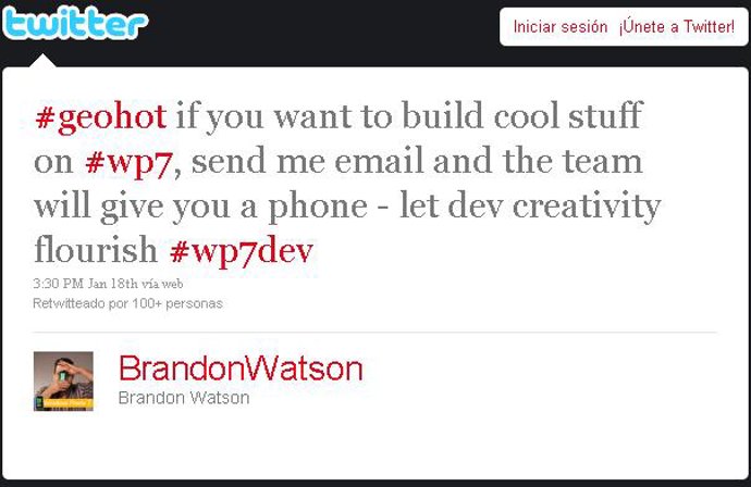 twitter del director de Windows Phone 7