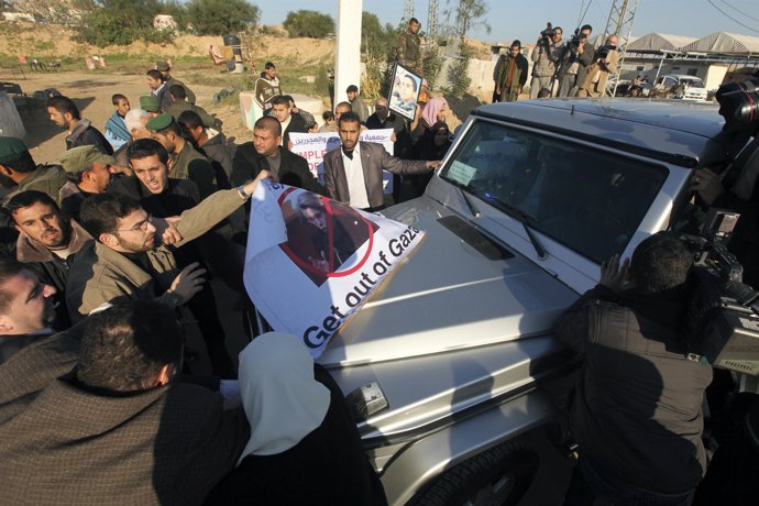 Protestas de palestinos contra la visista de la ministra de Exteriores francesa,
