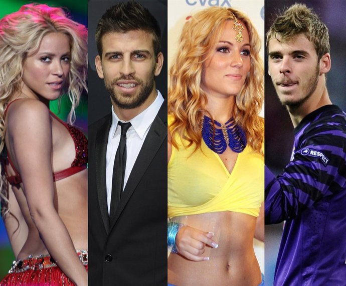 Montaje de Shakira, Piqué, Edurne y David de Gea 