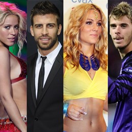 Montaje de Shakira, Piqué, Edurne y de Gea 