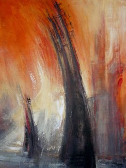 Obra 'Farolas' de Meyes Olivan, que puede verse en Multicaja