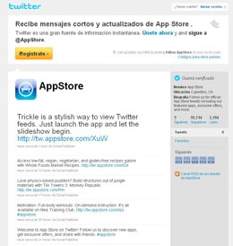 Captura del perfil en Twitter de la AppStore.