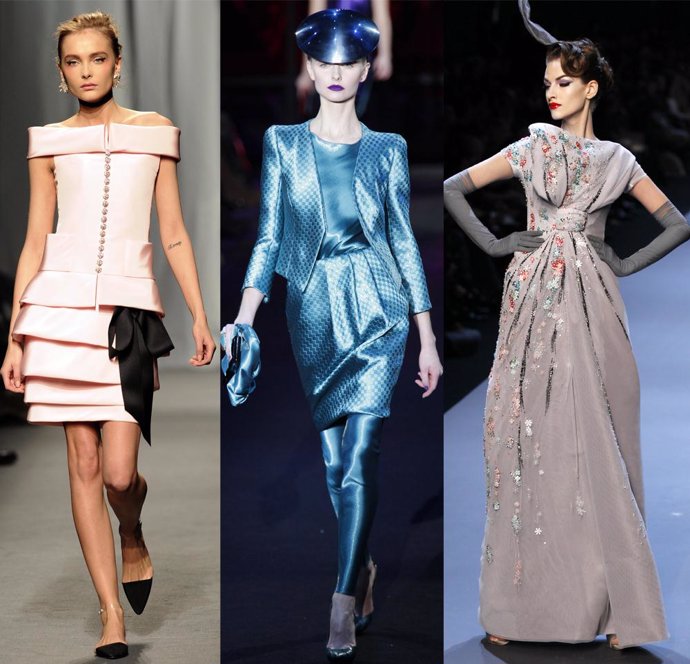 Montaje de los desfiles de Christian Dior, Giorgio Armani y Chanel en la Semana 