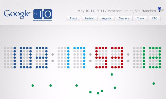 página de inicio de Google IO 