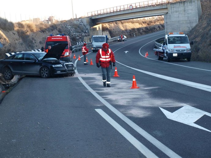 Uno de los vehículos implicados en el accidente.