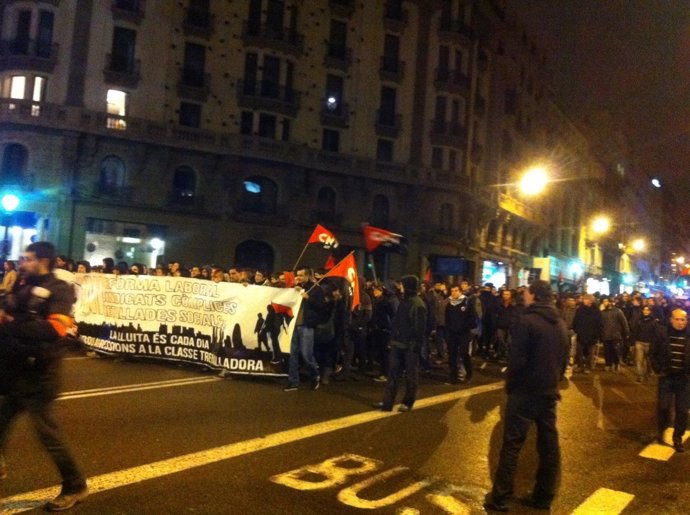 Manifestación sindical en Barcelona