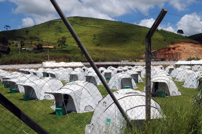 Uno de los campamentos instalados en Río de Janeiro para realojar a los damnific