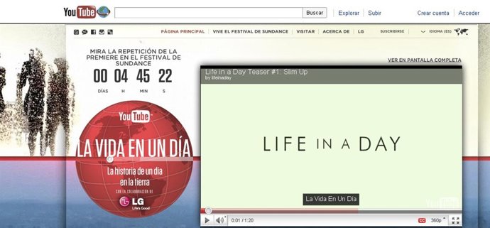 Captura del canal de la película 'Life in a Day'.