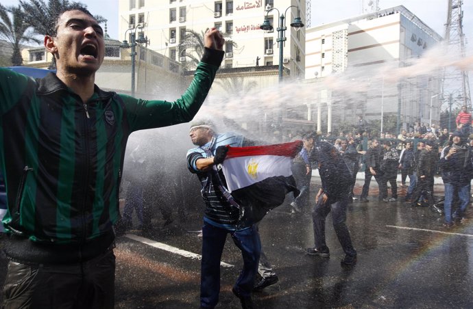 Manifestantes egipcios antigubernamentales