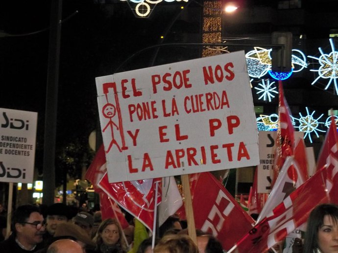 Una imagen de la manifestación celebrada en Murcia en protesta de los recortes