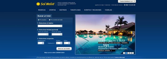 Página web de Sol Meliá.