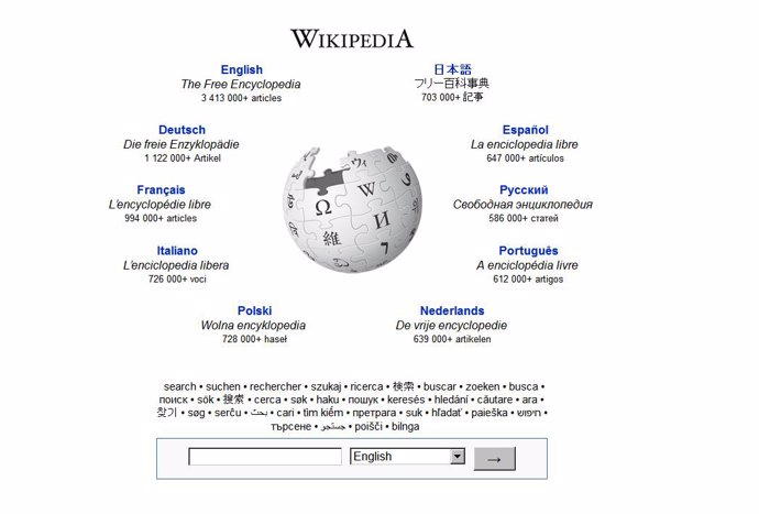 Portada de Wikipedia.