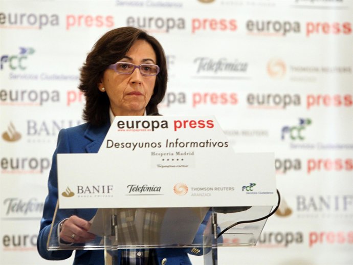 Rosa Aguilar en los desayunos de Europa Press