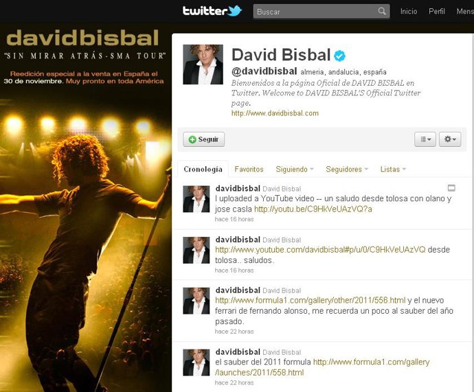 Cuenta de Twitter de David Bisbal