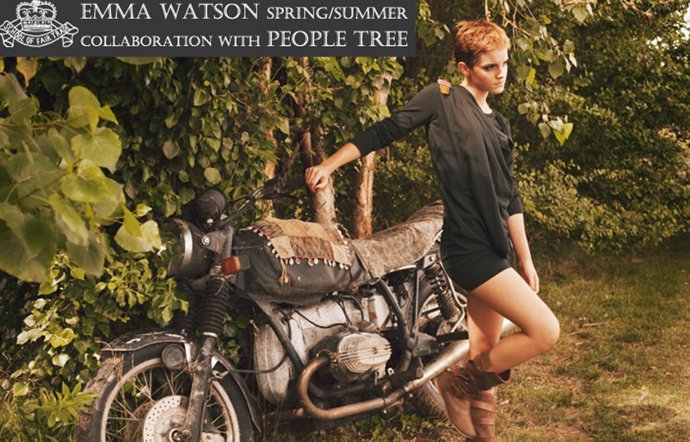 La actriz Emma Watson posando para 'People Tree', línea de ropa ecológica