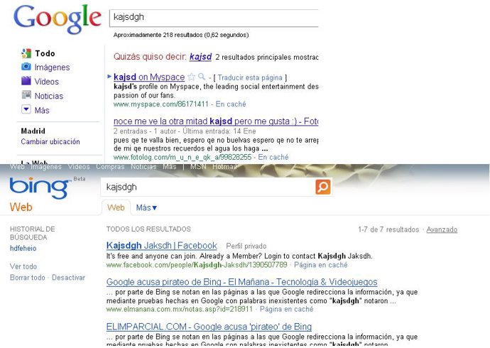 Google y Bing.